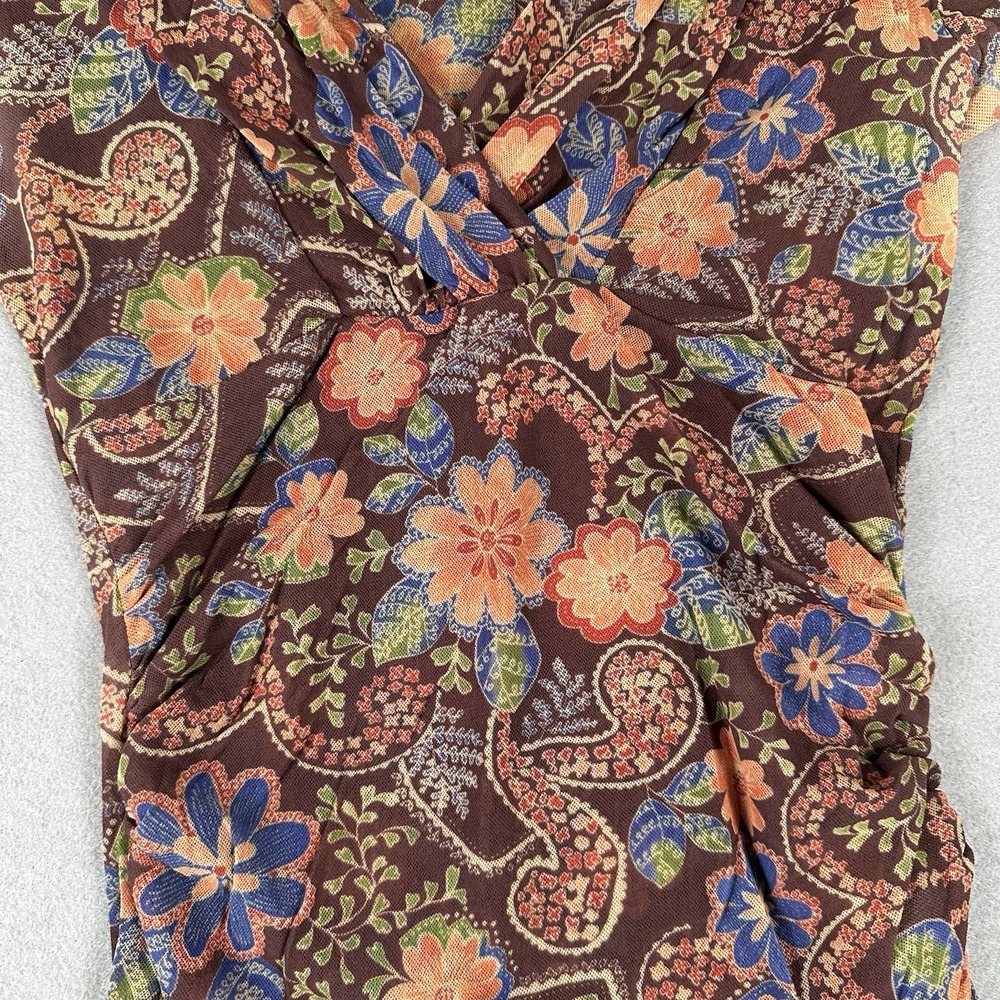 Vtg Y2K Sweet Pea Mesh Baby Doll Tunic V Neck Women's Medium Multicolor Paisley - Picture 7 of 16